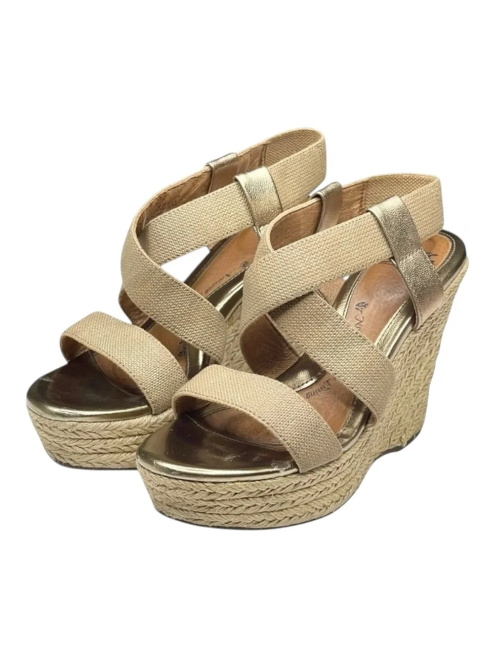 Sofft  Perla Wedge Slingbacks Espadrilles Sandals  Truffle Metallic Gold  6.5